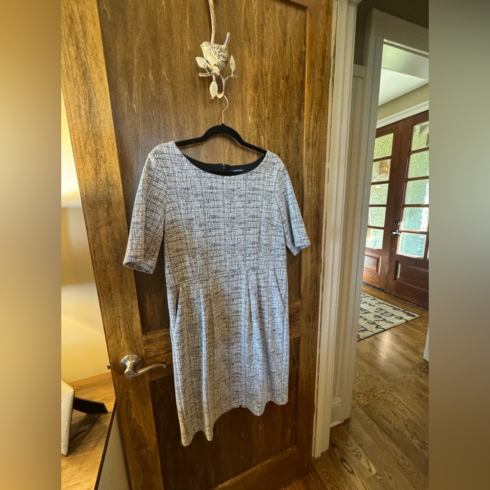 Chic Lands End Gray and Black Dress- Perfect for work!